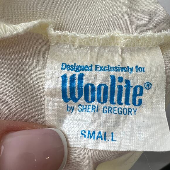 VTG Woolite Sheri Gregory White Silky Satin Lace Teddy Ruff Bodysuit Lingerie S - Picture 6 of 7